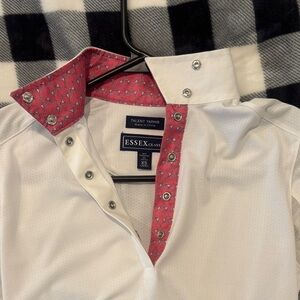 Essex Classics Women's White Button Down Shirt with Red Accents